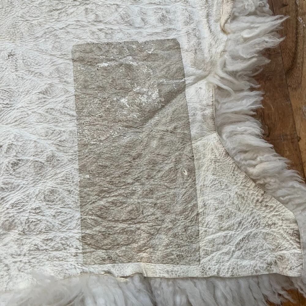 Genuine Fluffy Sheepskin Rug 21" x 33" Thick Cream Colored - Picture 5 of 14